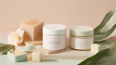 Natural skincare ingredients with herbs visualising the use of homeopathy for healthy skin.