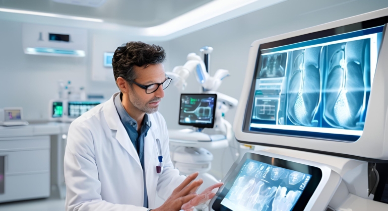 Doctor using Artificial Intelligence in homeopathic practice