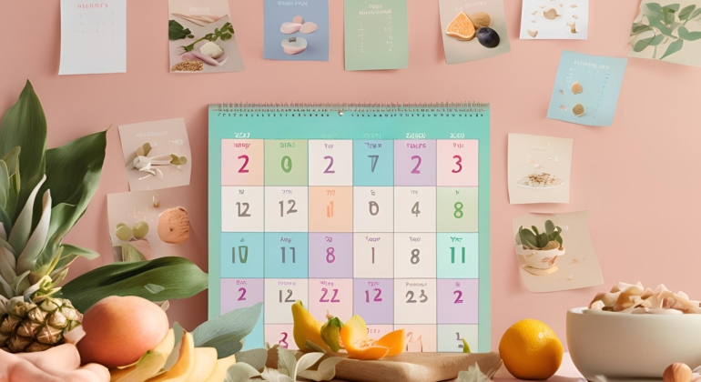 Calendar with wellness resolutions for the new year