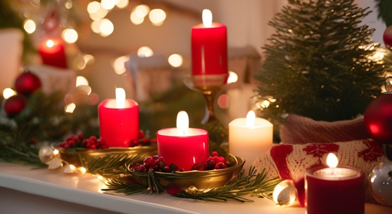 Cozy Christmas setting with wellness gifts.