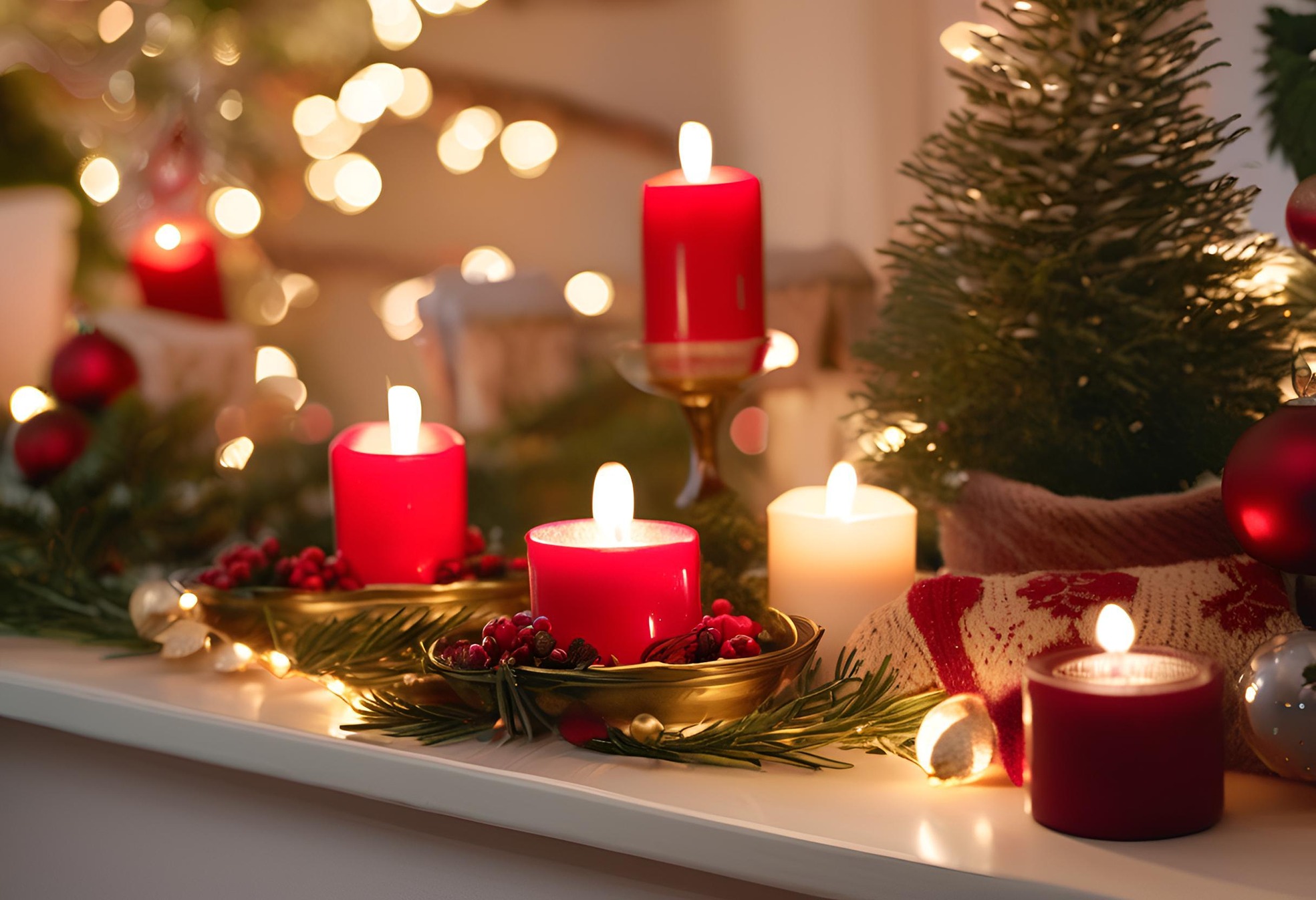 Cozy Christmas setting with wellness gifts.