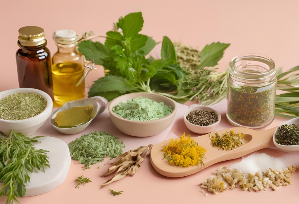 Array of homeopathic remedies for digestive wellness